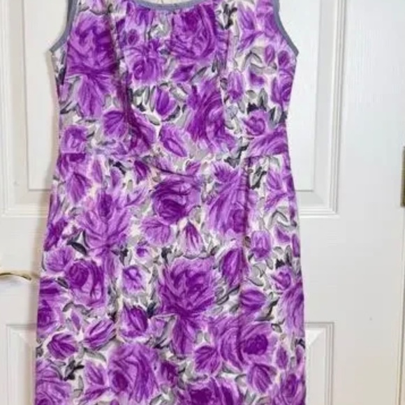 Talbots Purple Flowered Dress - Picture 2 of 4